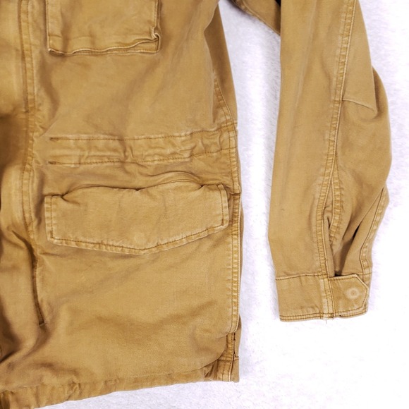 Old Navy Utility Hooded Jacket Size S Tan Cargo Pockets Full Zip Workwear Casual - Picture 3 of 11